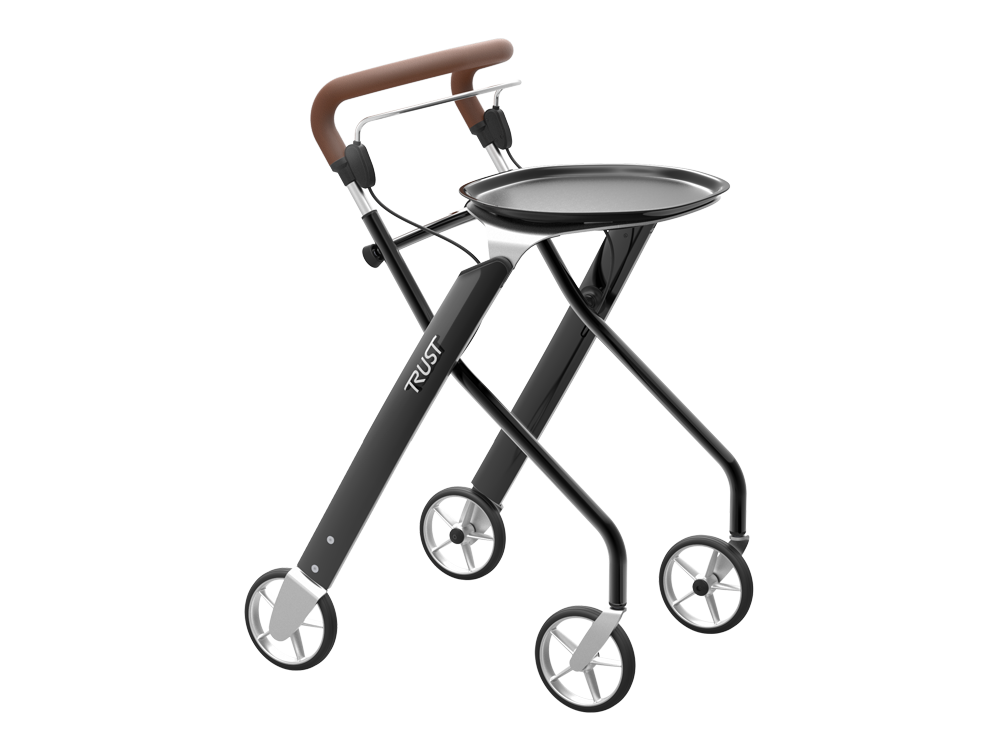 Rollator med bricka svart