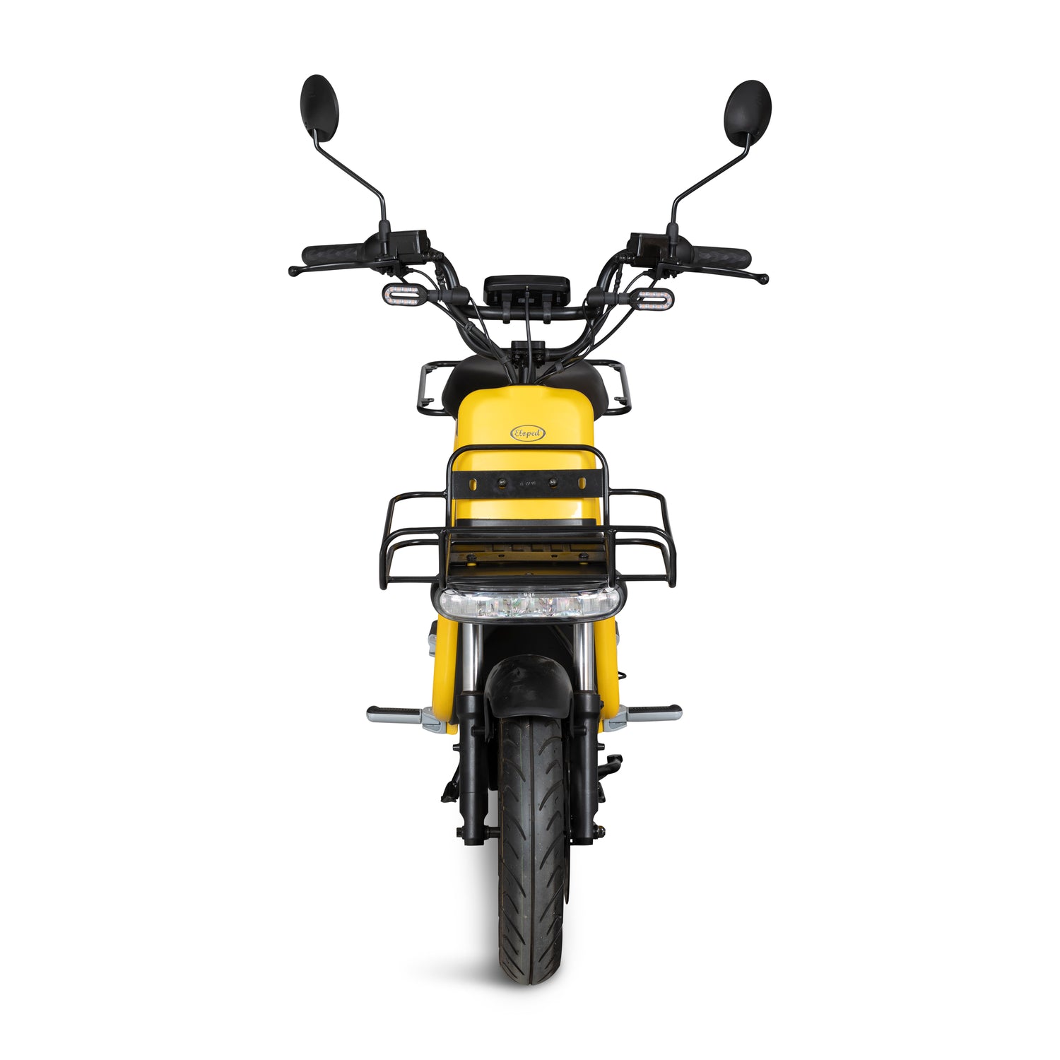 Gul Elmoped EB1 med utrymme för lastning