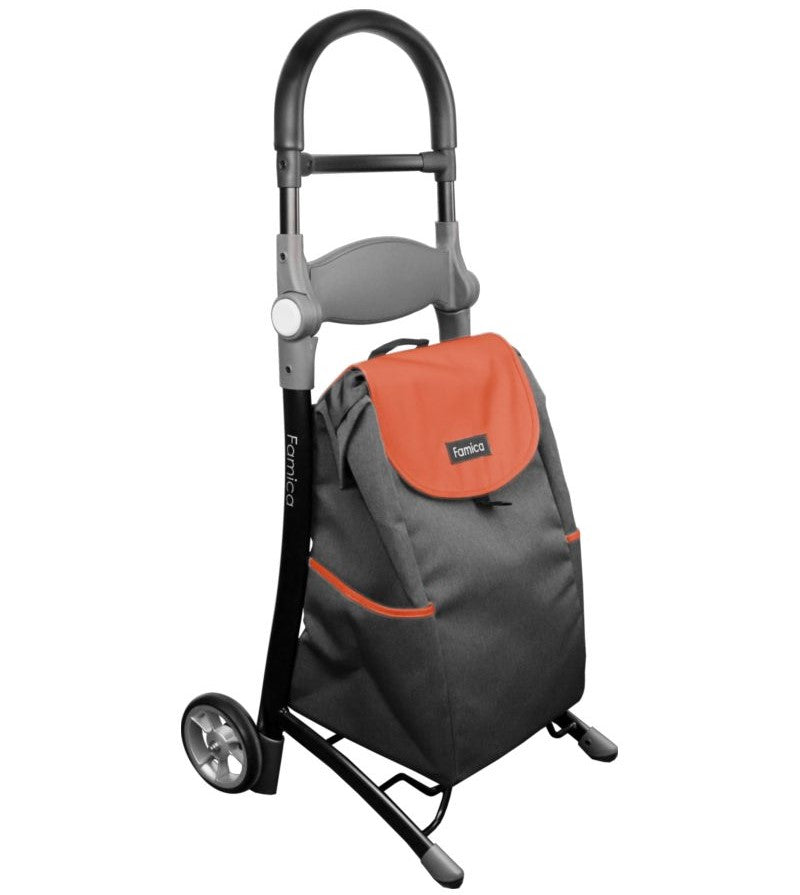 Shoppingvagn i gått med orange detalj